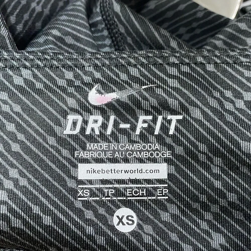 Nike Running Dri Fit Leggings Womens XS Black Gray Meteor Capri Athleisure Gym